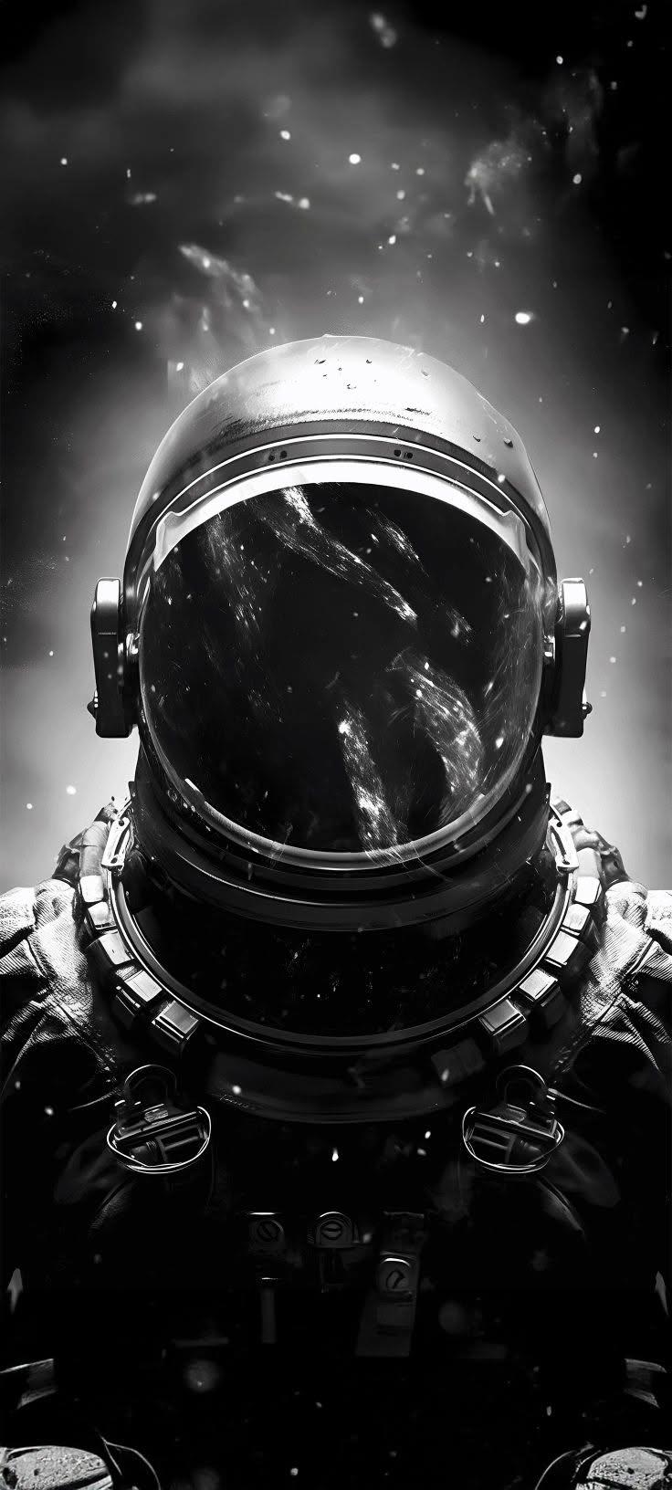 Monochrome Astronaut in Deep Space Phone Wallpaper
