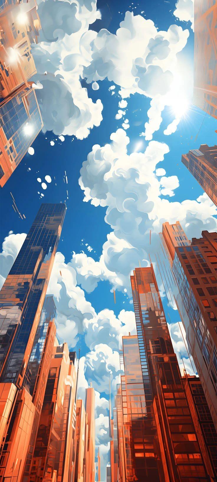 Dreamy City Skyline Sky Wallpaper