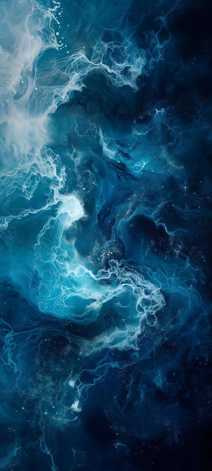 Celestial Blue Nebula Abstract Wallpaper