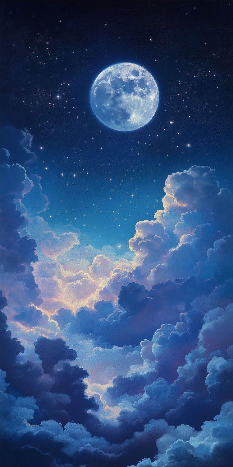 Moonlit Clouds Dreamscape Wallpaper