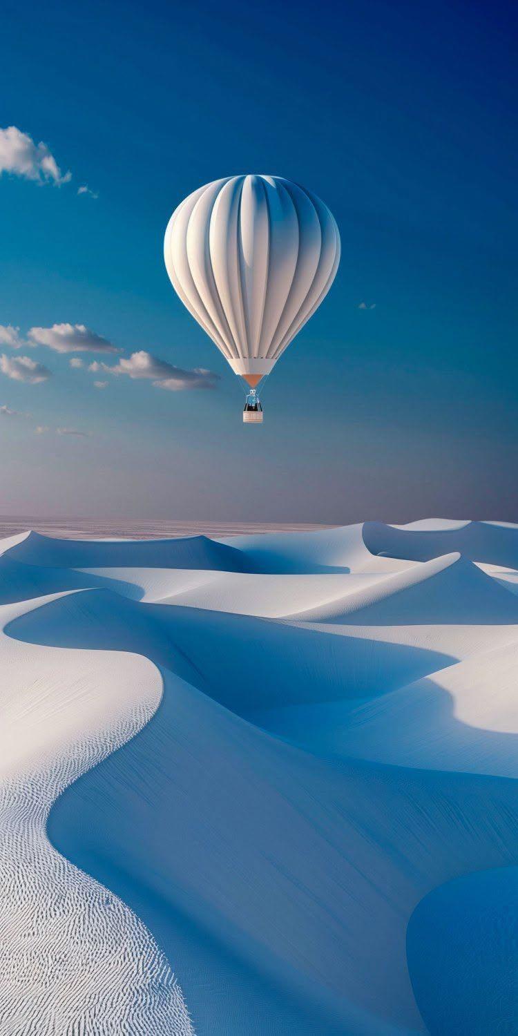 Minimalist White Hot Air Balloon Wallpaper