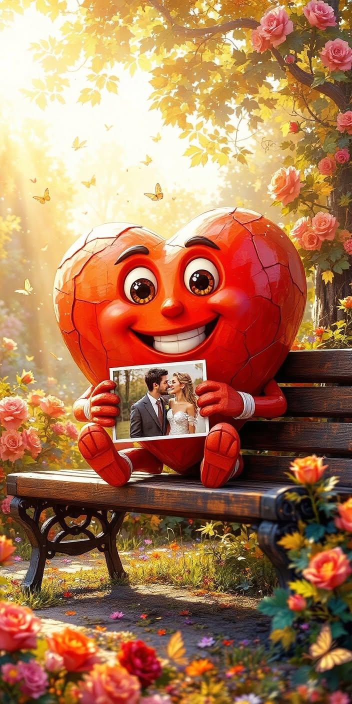 Cute Heart Holding Love Photo Wallpaper