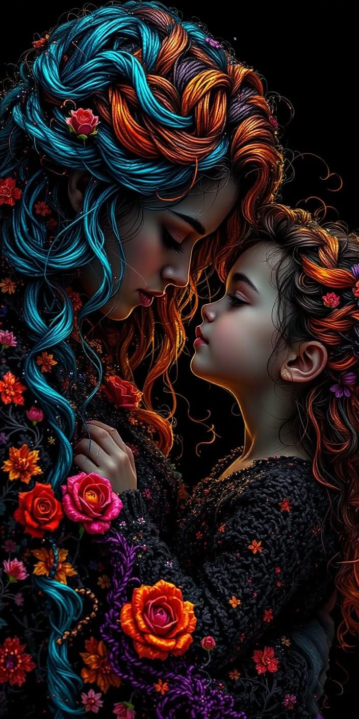 Mother and Daughter Floral Love Wallpaper