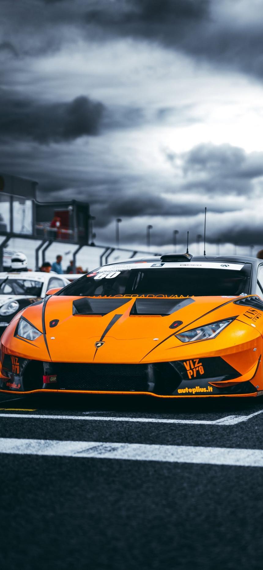 Orange Lamborghini Race Car Wallpaper