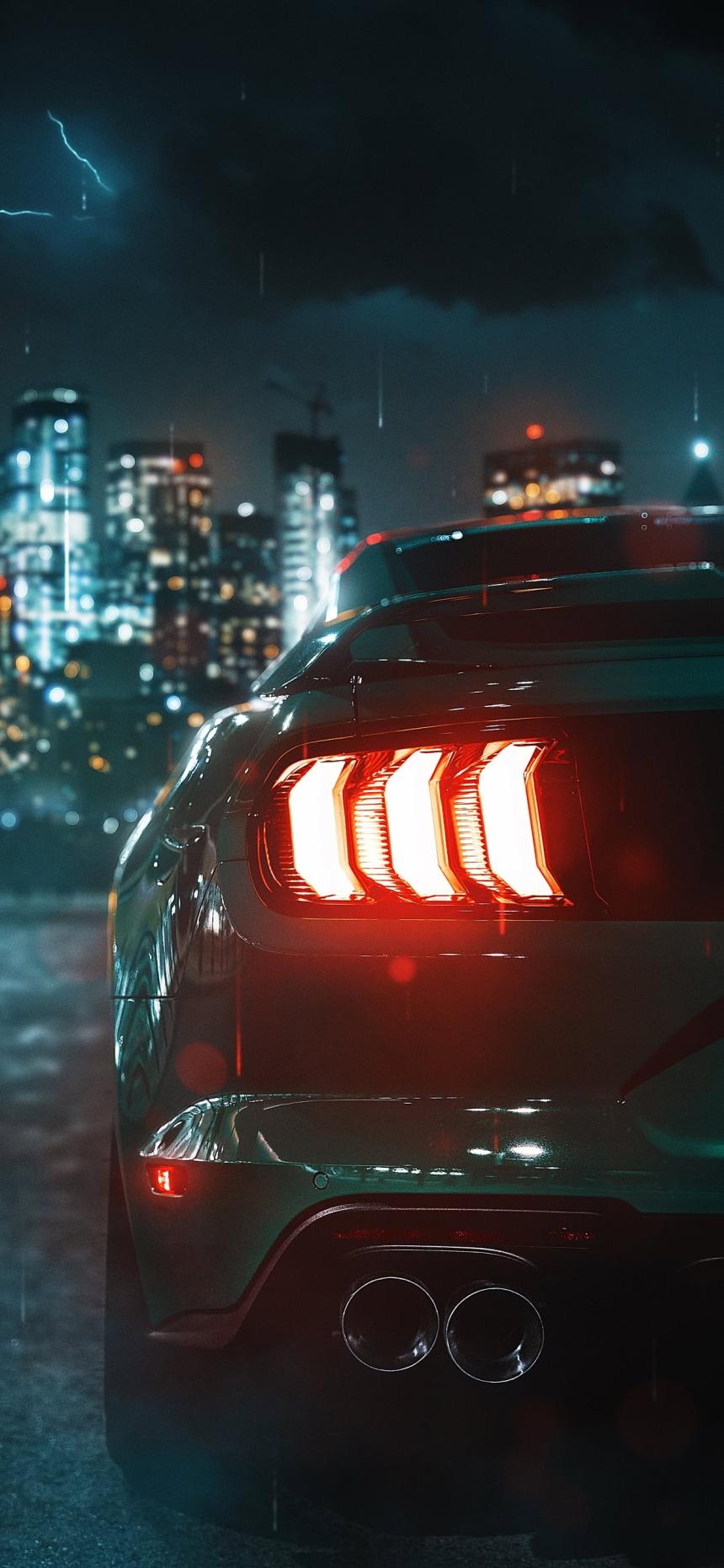 Cyber Mustang Night Wallpaper 🚗🌃