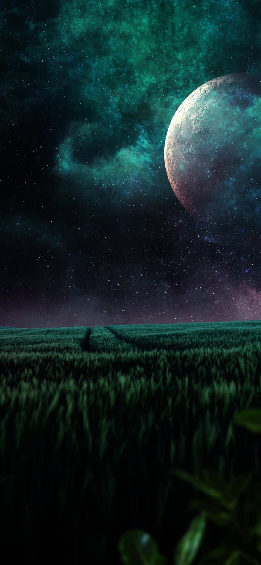 Emerald Planet Night Wallpaper 🌕💚