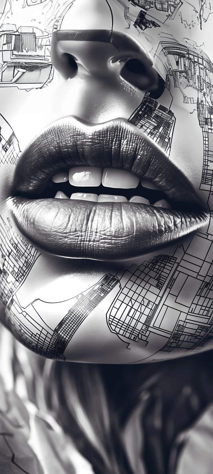 Monochrome Urban Lips Wallpaper 🖤✨