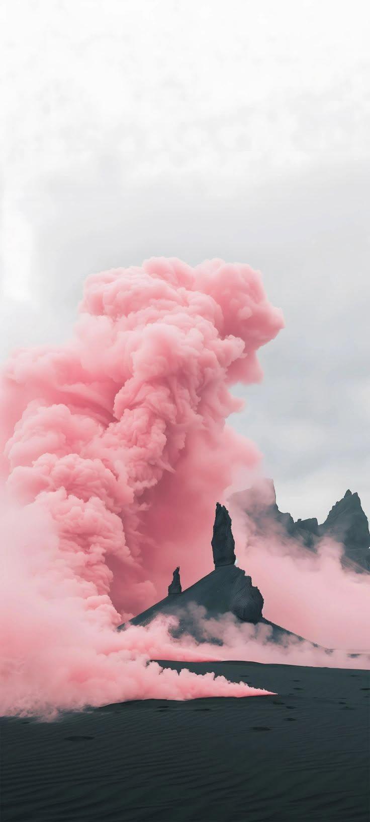 Pink Smoke Mountain Wallpaper