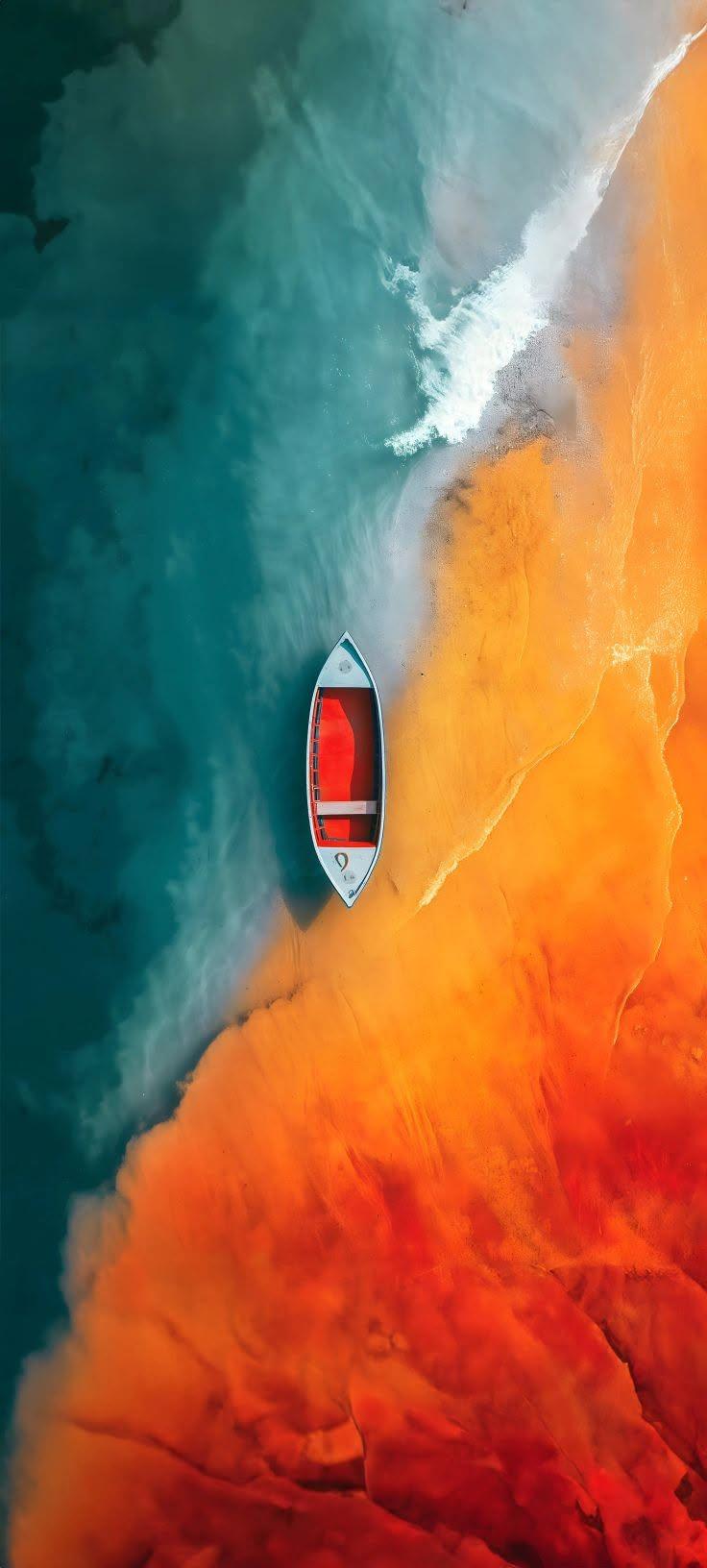 Colorful Coastal Boat Wallpaper