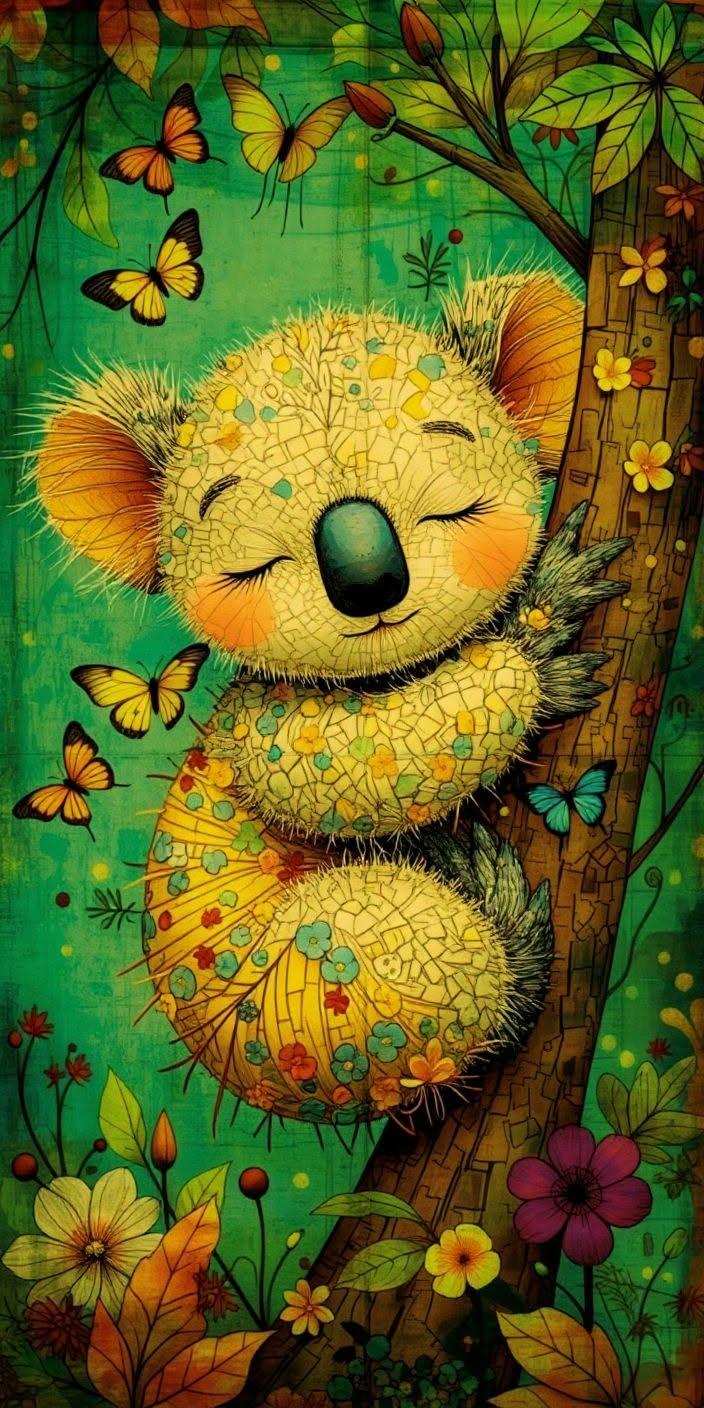 Cute Floral Koala Wallpaper 🐨🌸