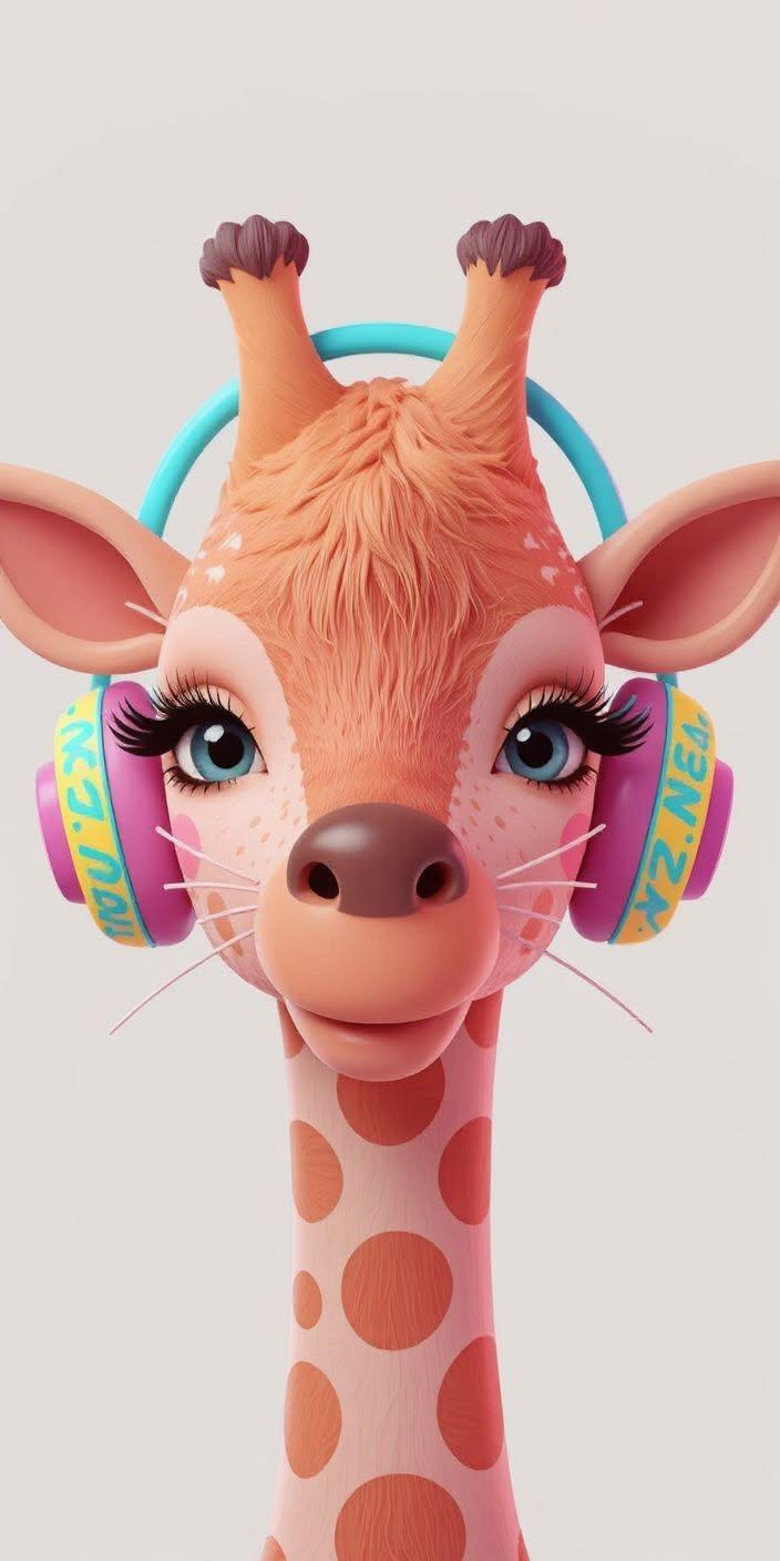 Cute Giraffe Headphones Wallpaper 🦒🎧
