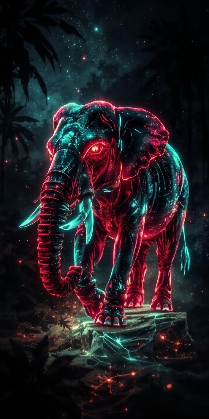 Neon Cyber Elephant Wallpaper 🐘⚡