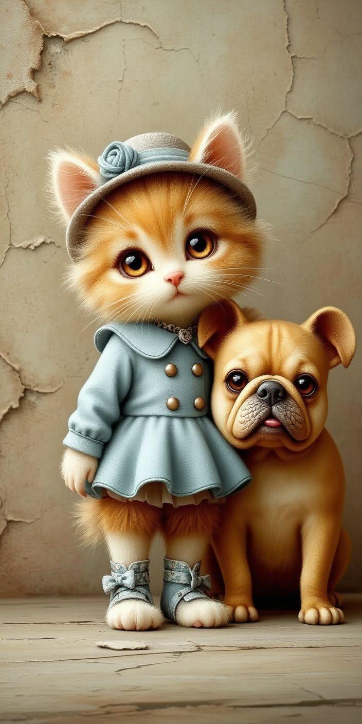 Cute Cat and Puppy Friendship Wallpaper 🐱🐶💖