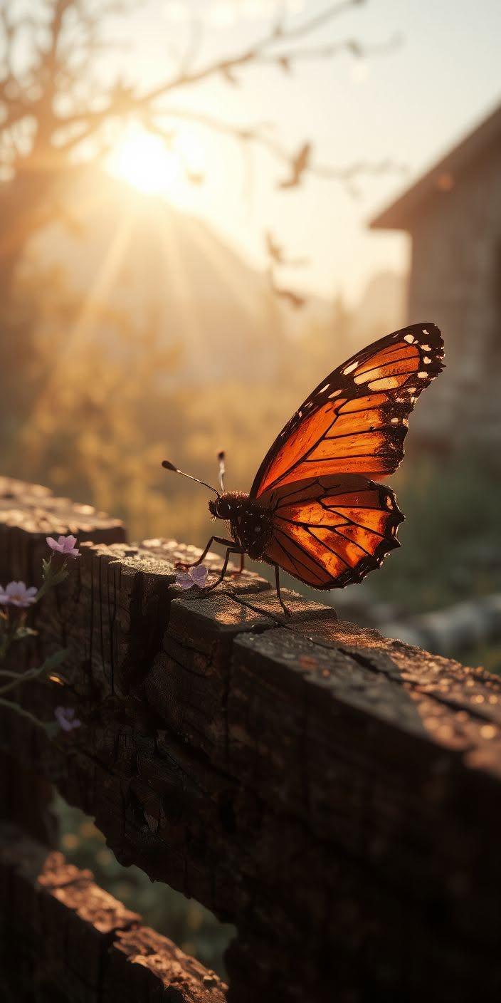 Golden Sunset Butterfly Wallpaper 🦋🌅