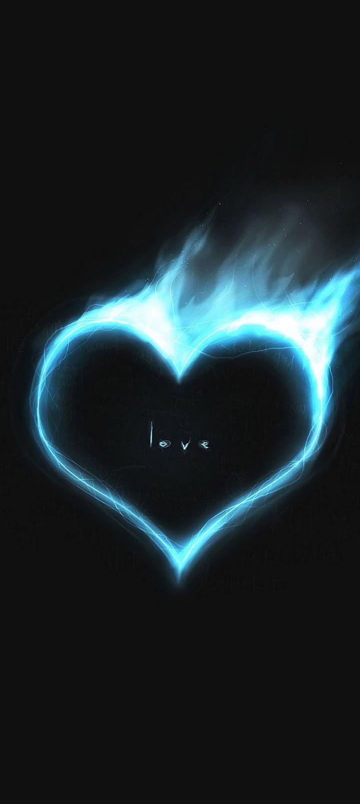 Blue Flame Heart Wallpaper