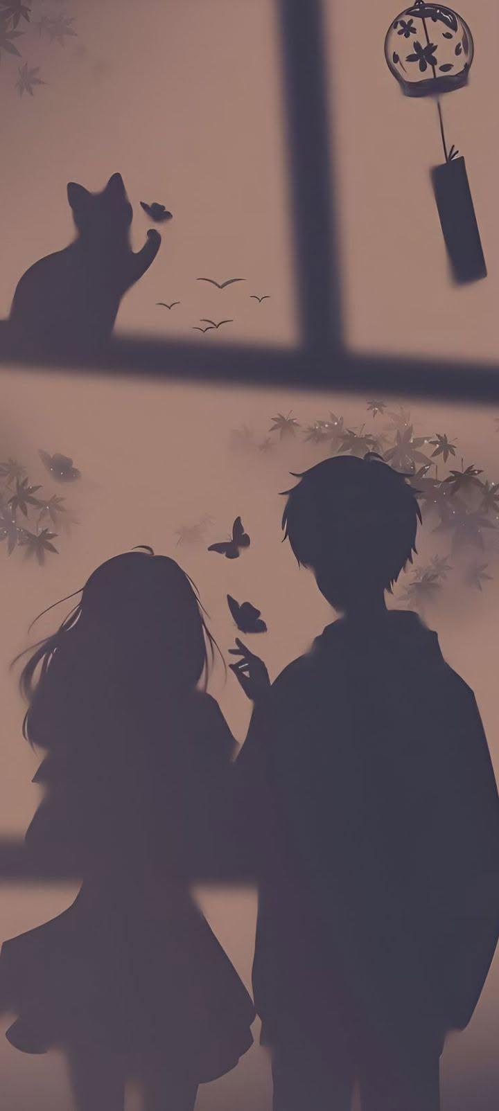 Anime Silhouette Love Wallpaper