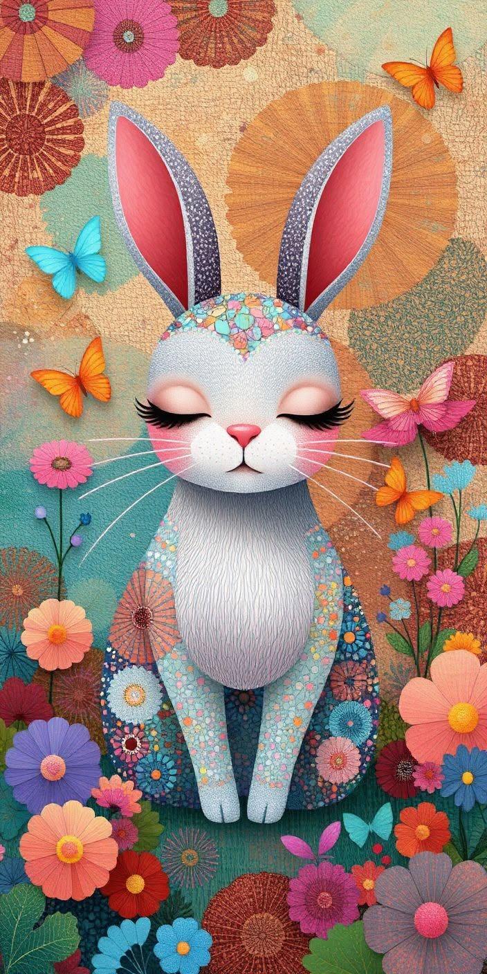 Floral Bunny Wallpaper