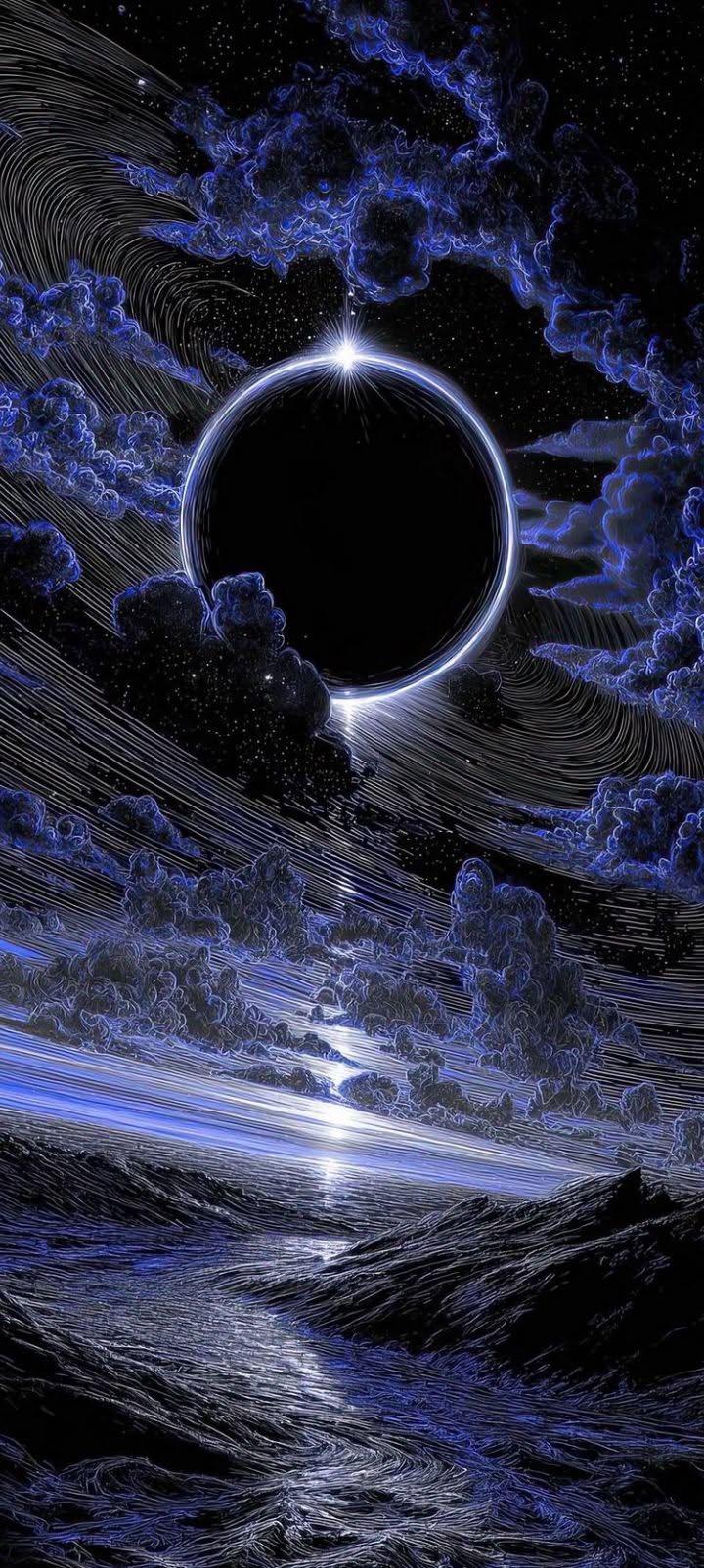 Celestial Eclipse Cosmic Wallpaper