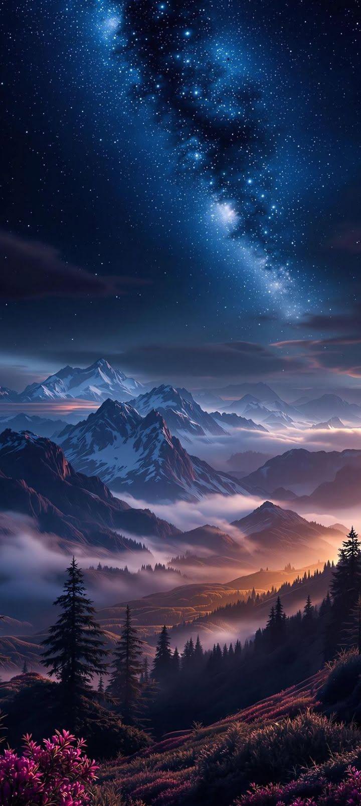 Milky Way Mountain Landscape Wallpaper