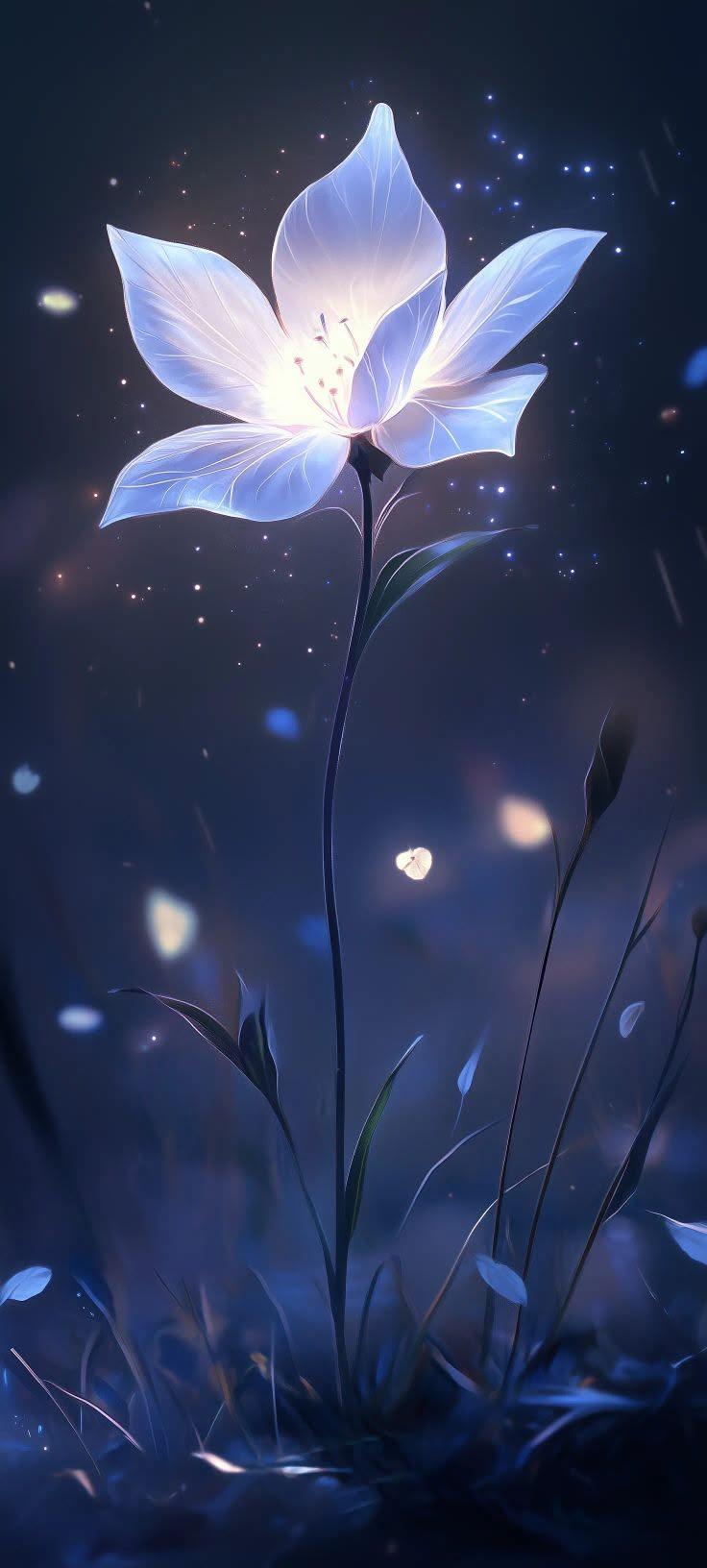 Glowing White Lily Wallpaper