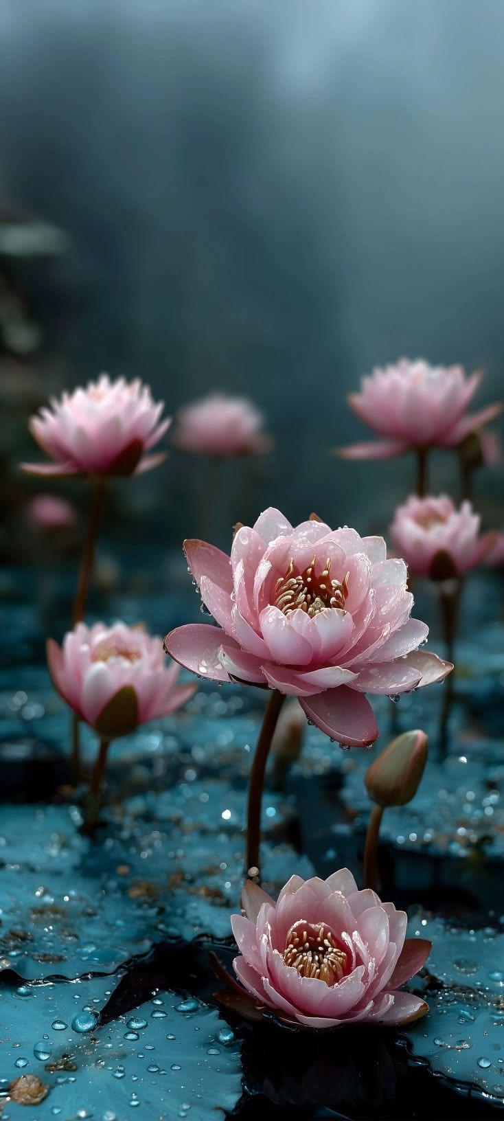 Pink Lotus Pond Wallpaper