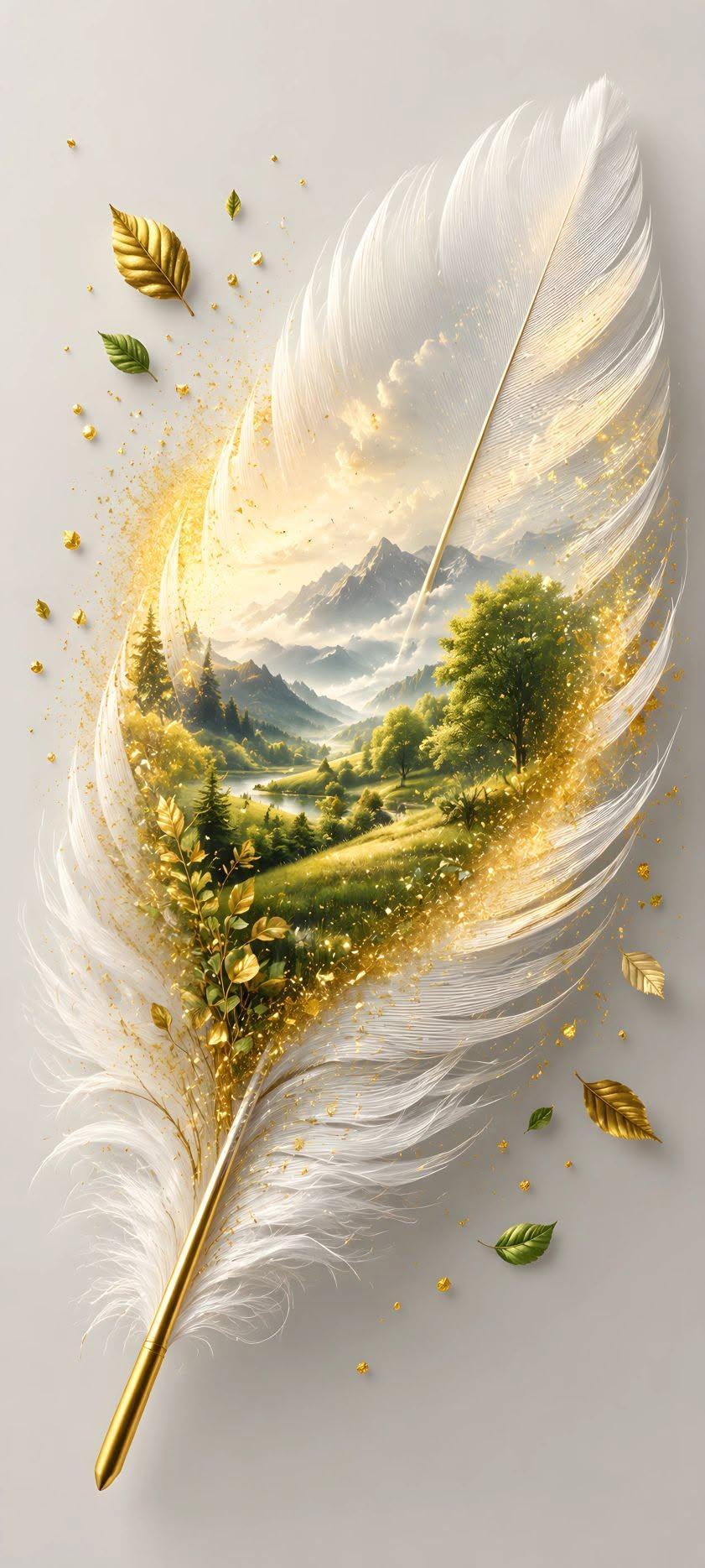 Golden Feather Nature Landscape Wallpaper