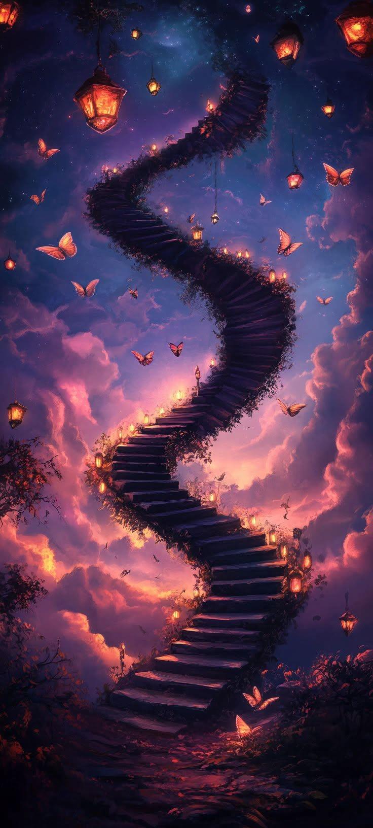 Fantasy Stairway to the Stars Wallpaper