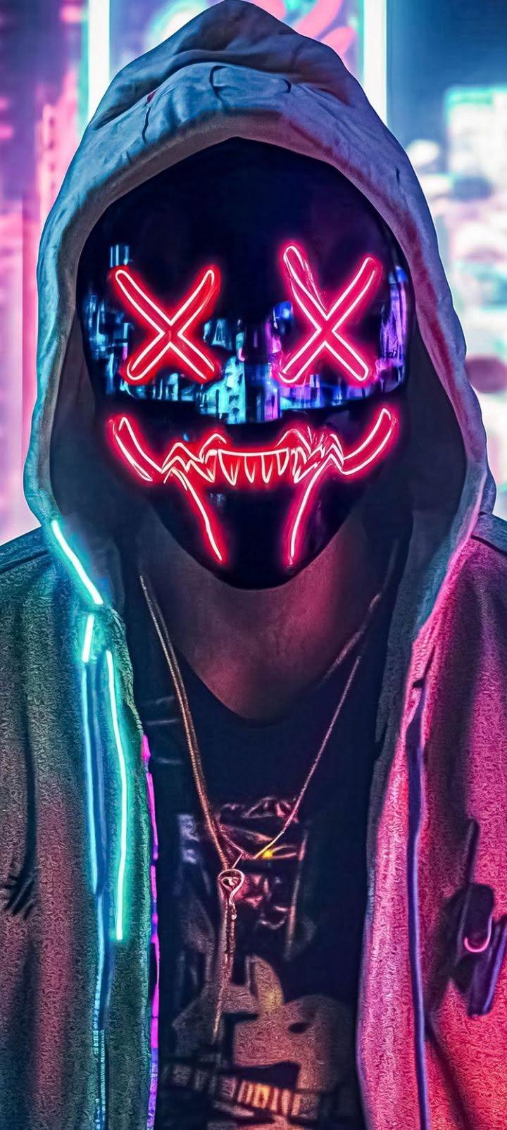 Cyberpunk Neon Mask Wallpaper