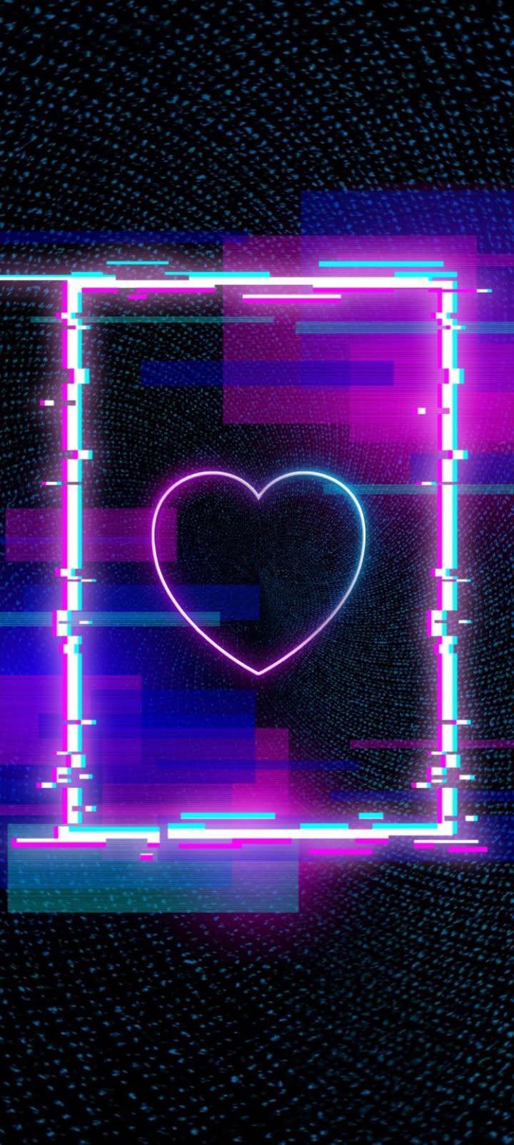 Neon Glitch Heart Wallpaper