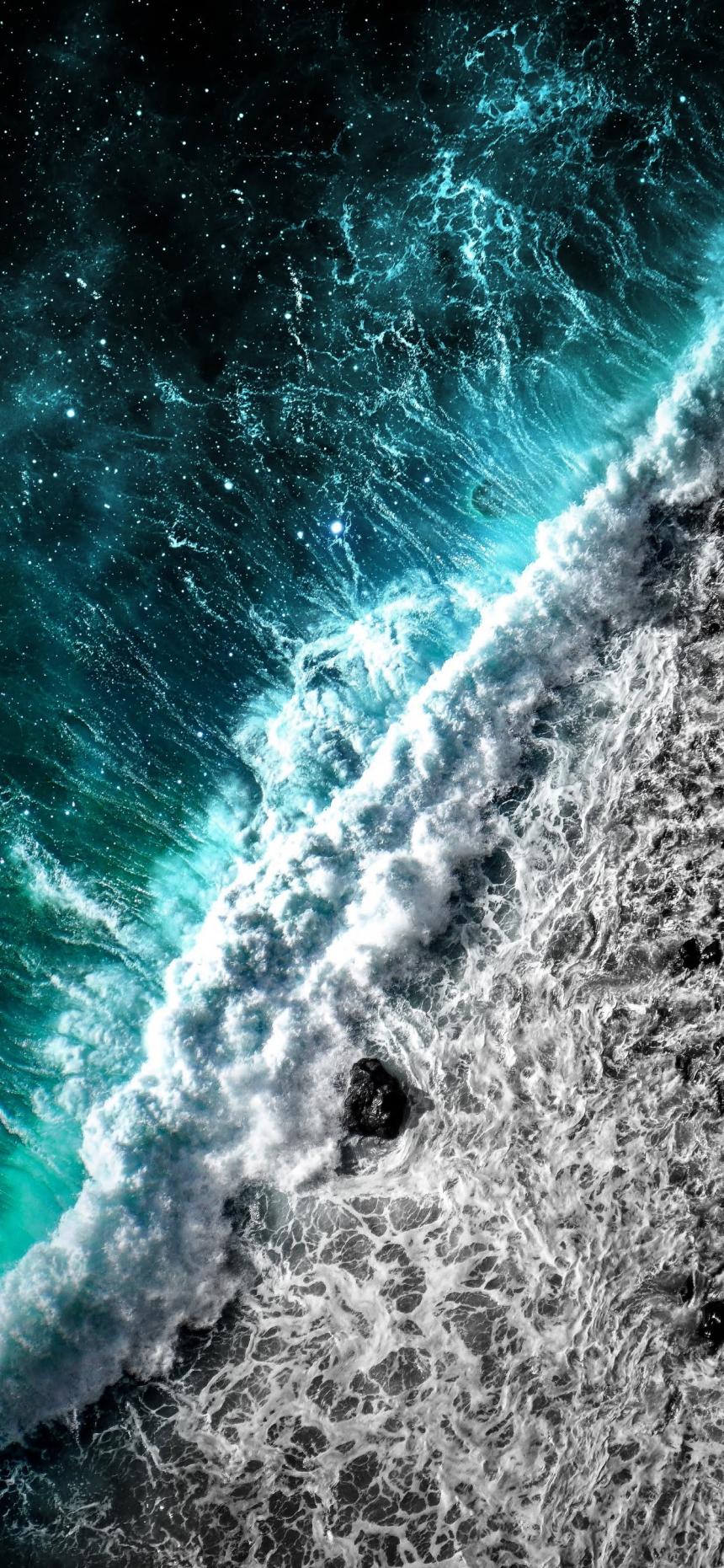 Cosmic Ocean Waves Wallpaper
