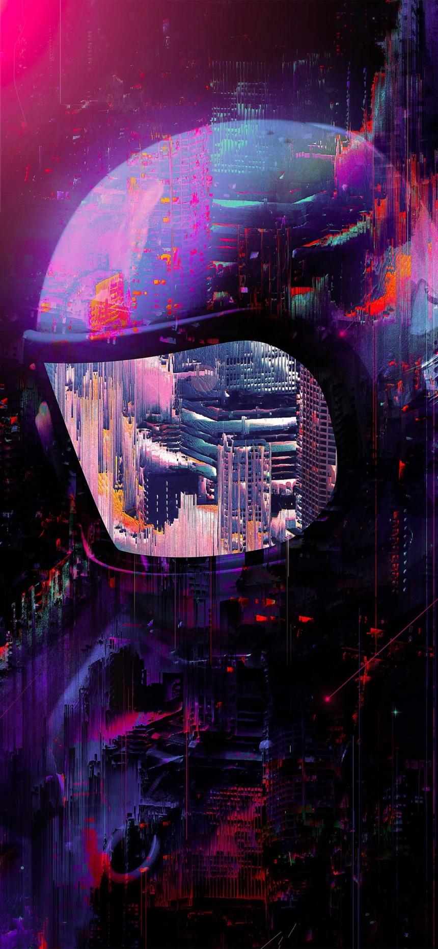 Cyberpunk Glitch Astronaut Wallpaper