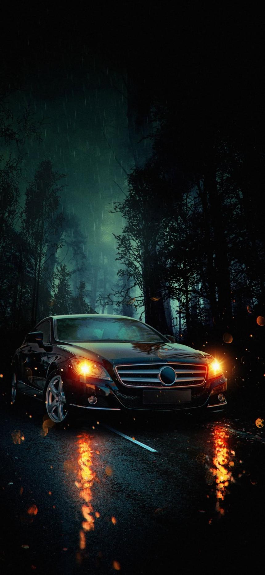 Luxury Black Sports Car Night Wallpaper