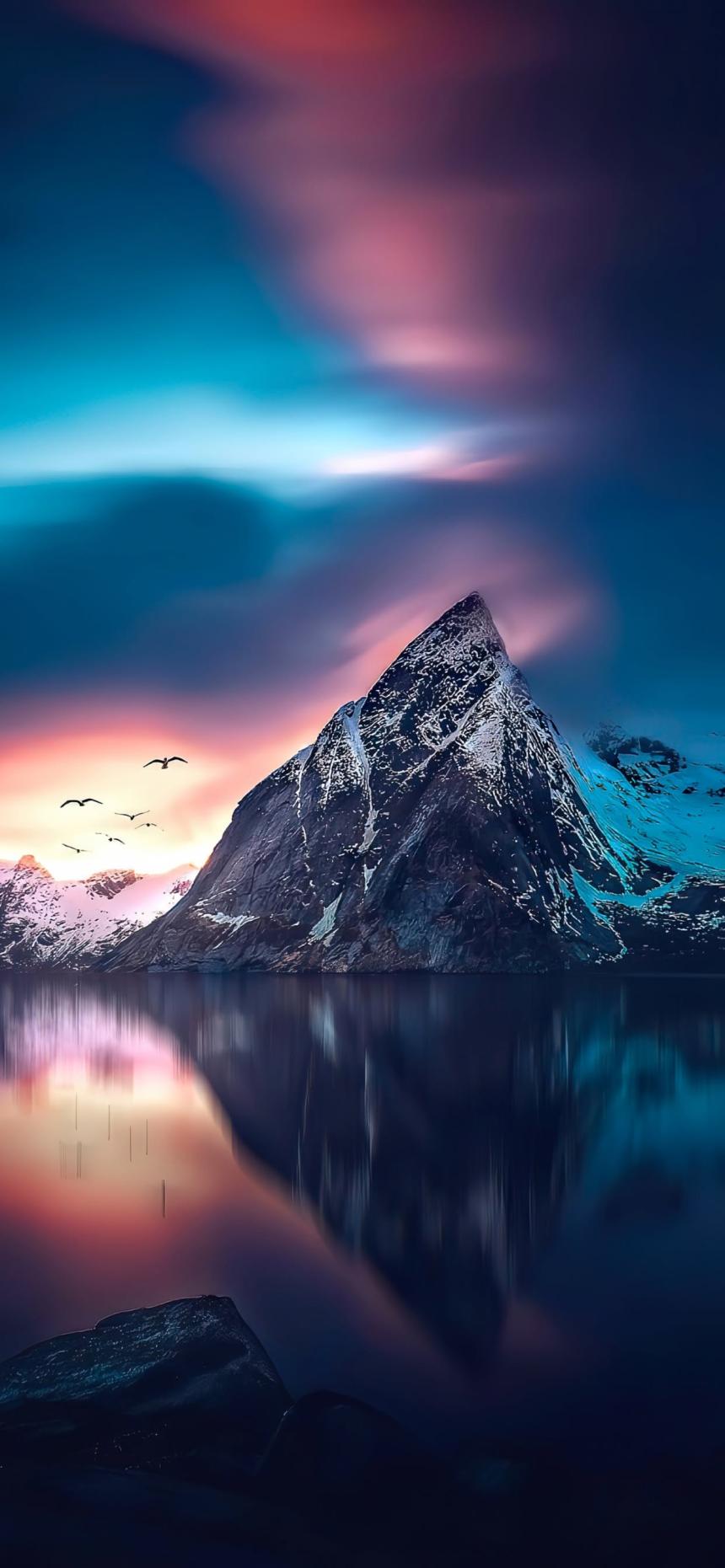 Majestic Mountain Reflection Sunset Wallpaper