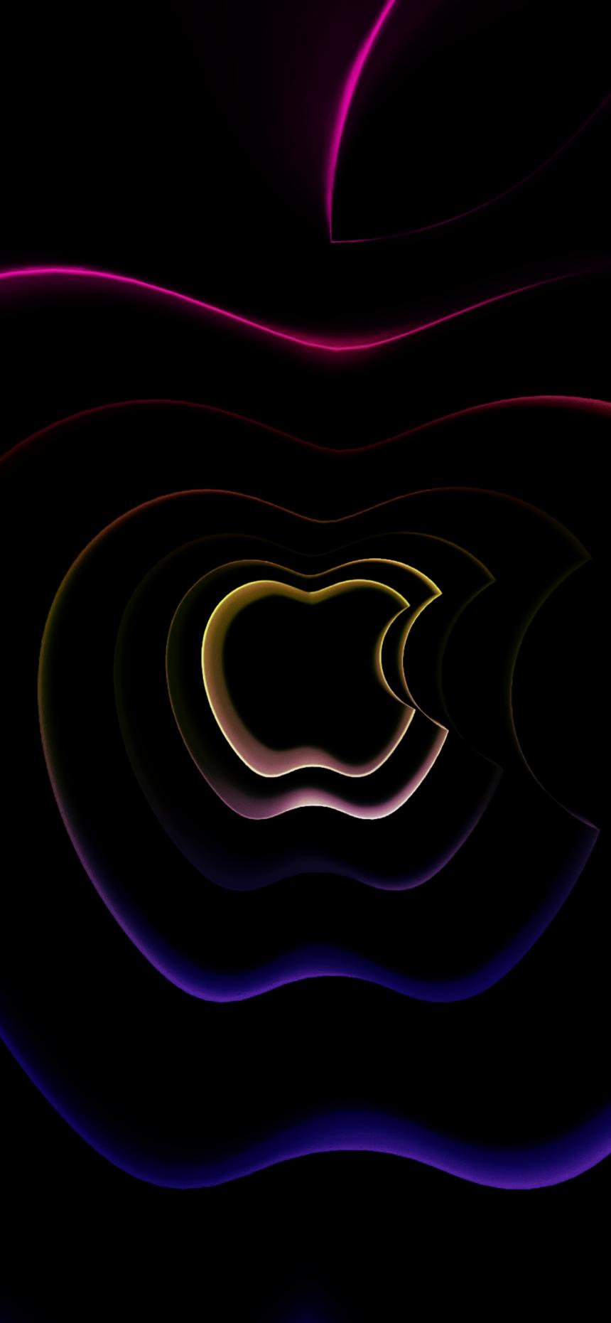 Abstract Neon Apple Glow Wallpaper