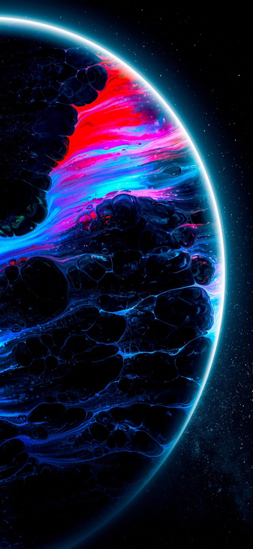 Neon Cosmic Planet Wallpaper