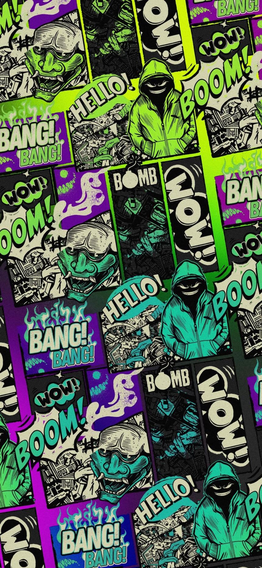 Urban Graffiti Comic Collage Wallpaper