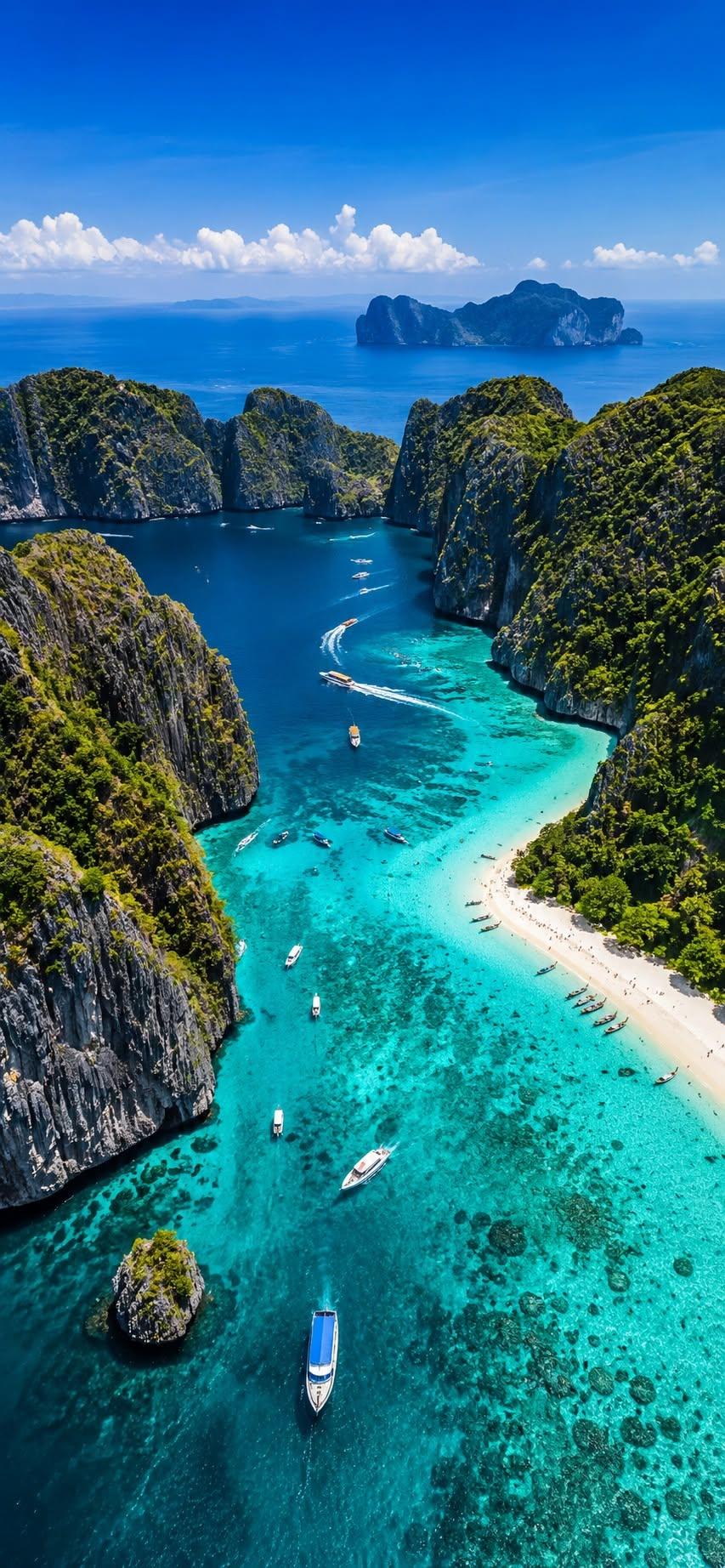 Phuket 8K Aerial Wallpaper – Phi Phi Islands, Turquoise Sea & Thailand Paradise