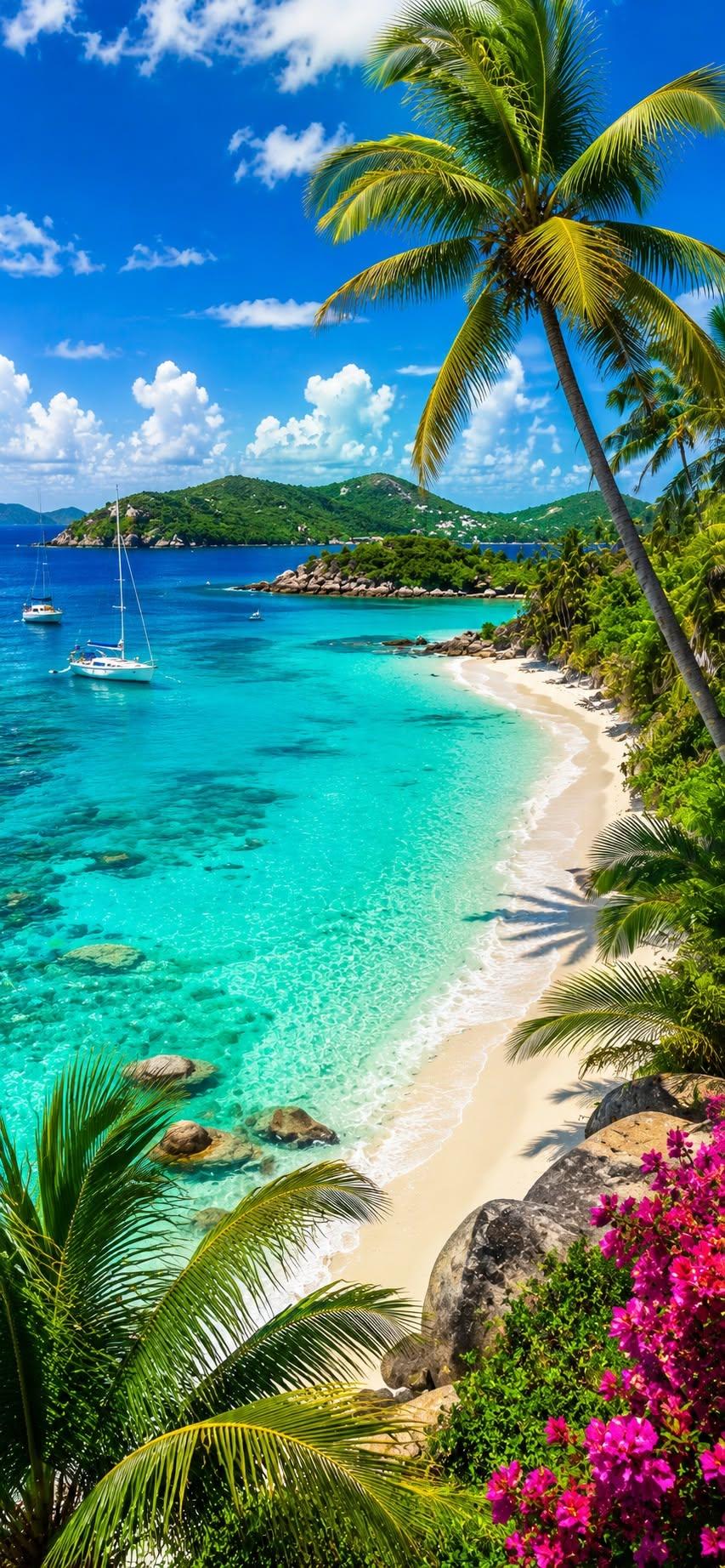 Caribbean Paradise Wallpaper | Tropical Beach & Island Scenery