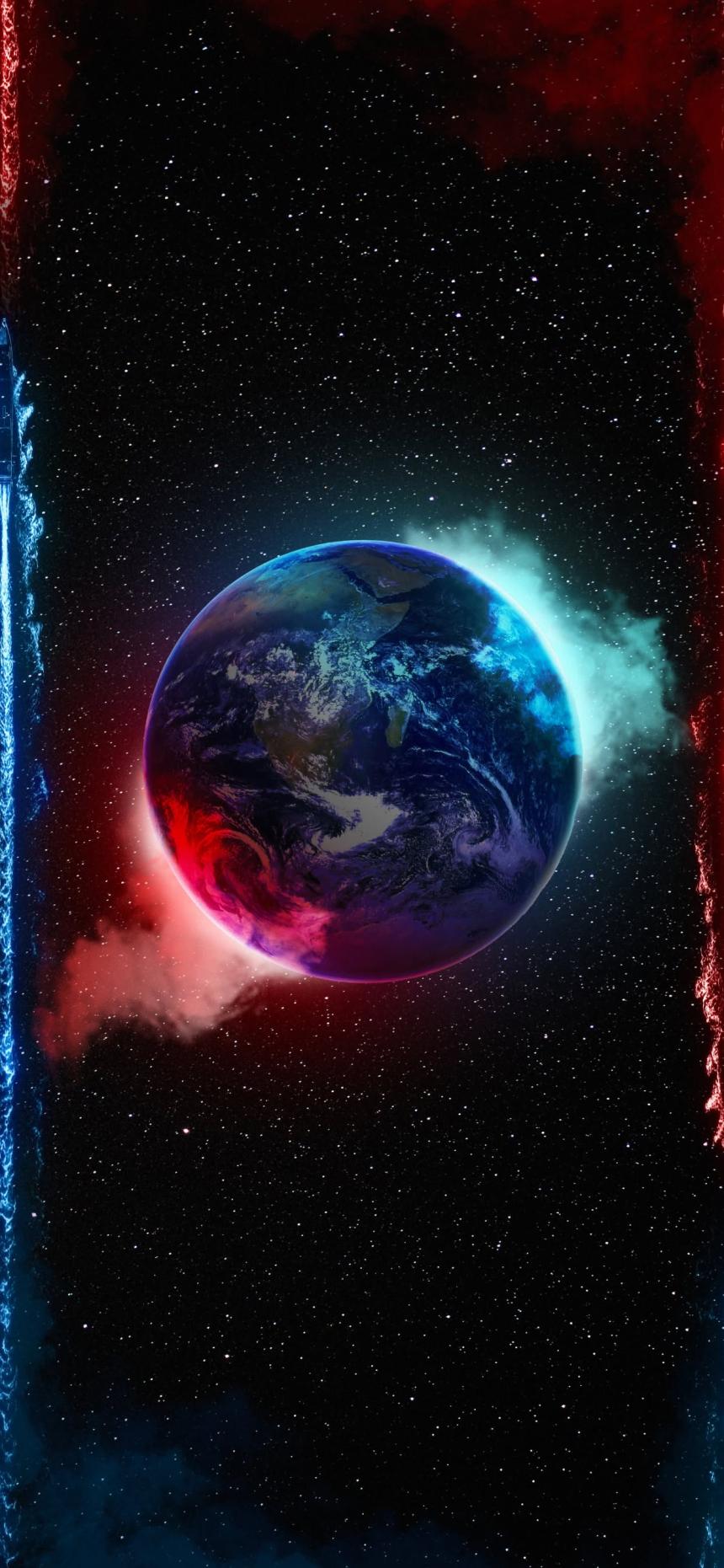 Neon Earth in Deep Space Wallpaper