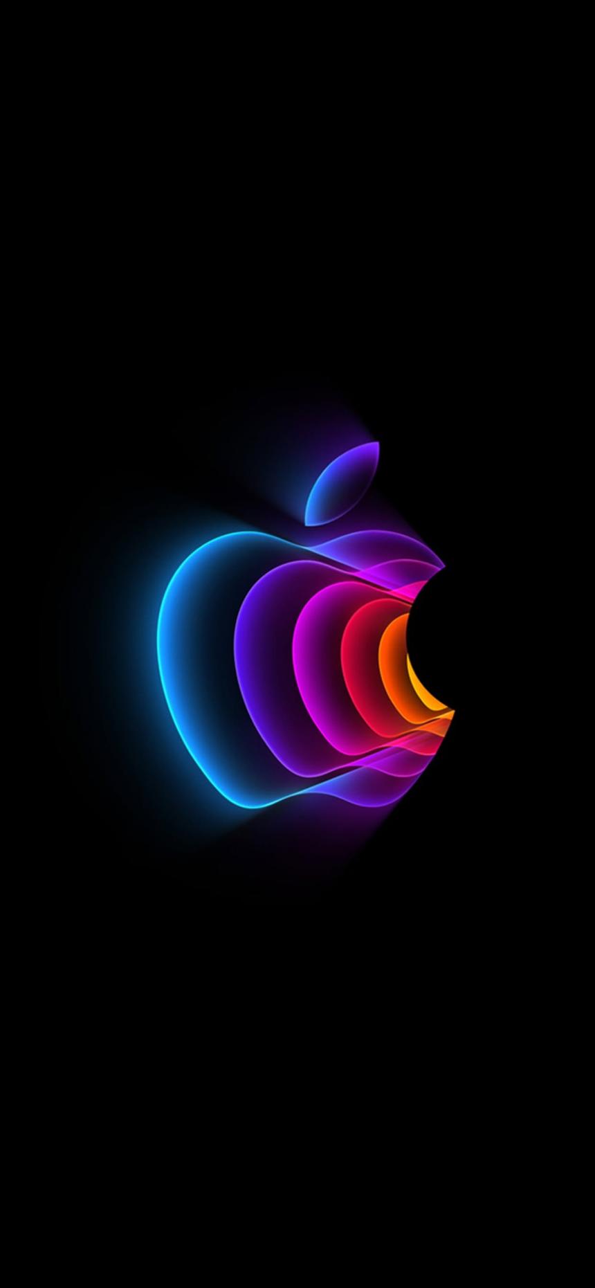 Neon Apple Logo Wallpaper – Glowing Minimal AMOLED 4K