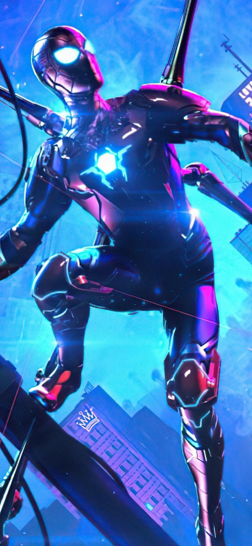 Neon Spider Hero Wallpaper – Futuristic Superhero 4K