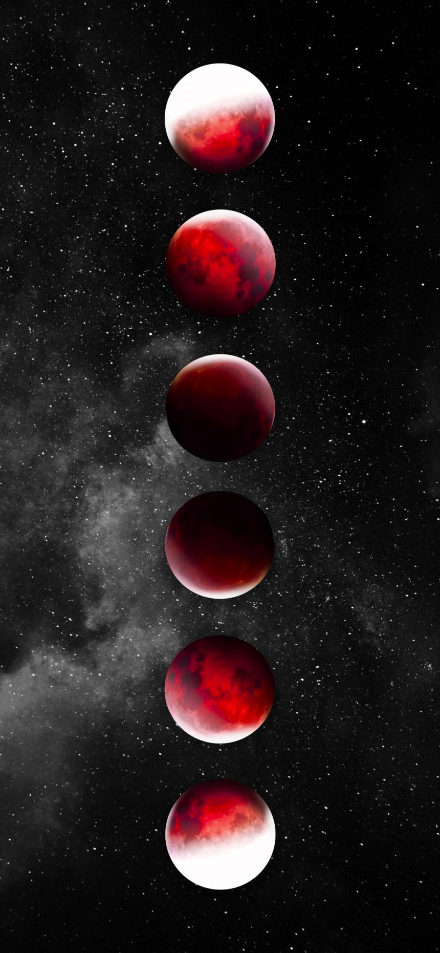 Red Moon Phases Space Wallpaper