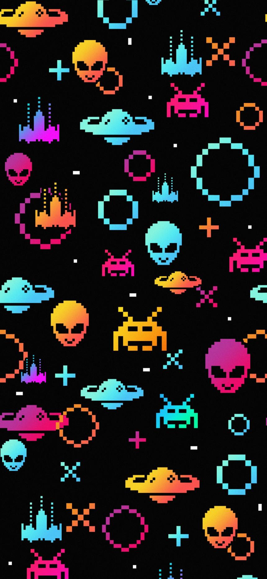 Retro Pixel Space Invaders Wallpaper