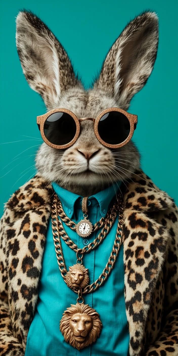 Stylish Rabbit in Luxury Fashion | Cool Animal Wallpaper
