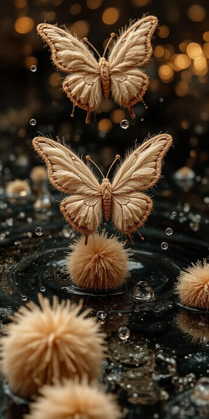 Golden Butterflies on Water | Luxury Aesthetic Wallpaper