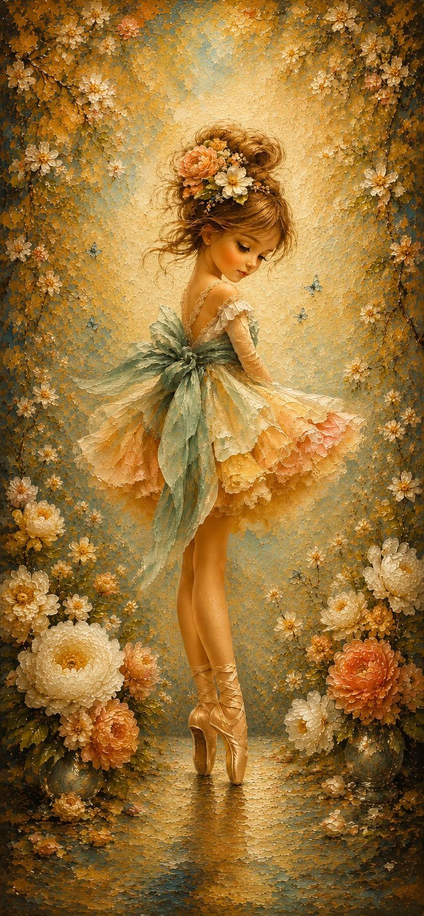 Enchanting Floral Ballerina – Dreamy Fairy Art Wallpaper