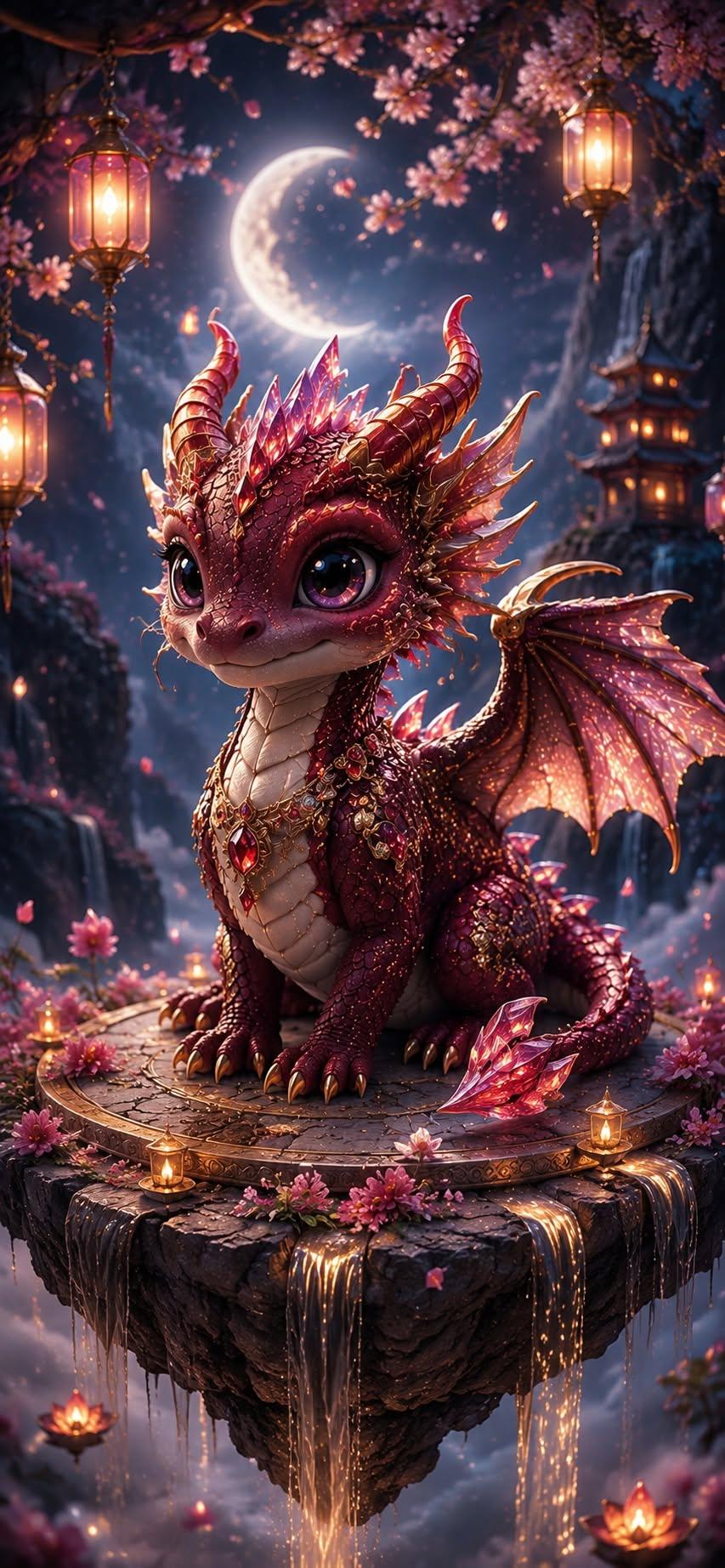 Cute Ruby Baby Dragon Wallpaper