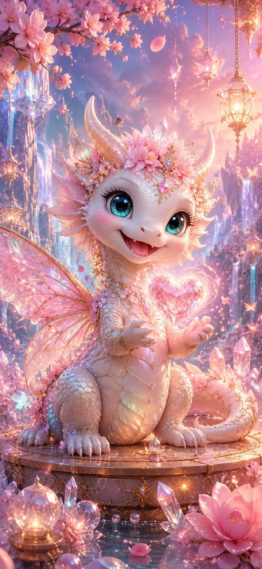 Cute Pink Baby Dragon Wallpaper