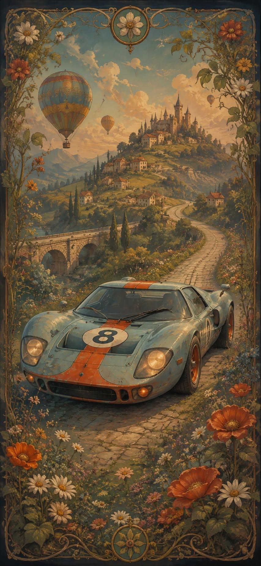 Vintage Race Car Fantasy Wallpaper