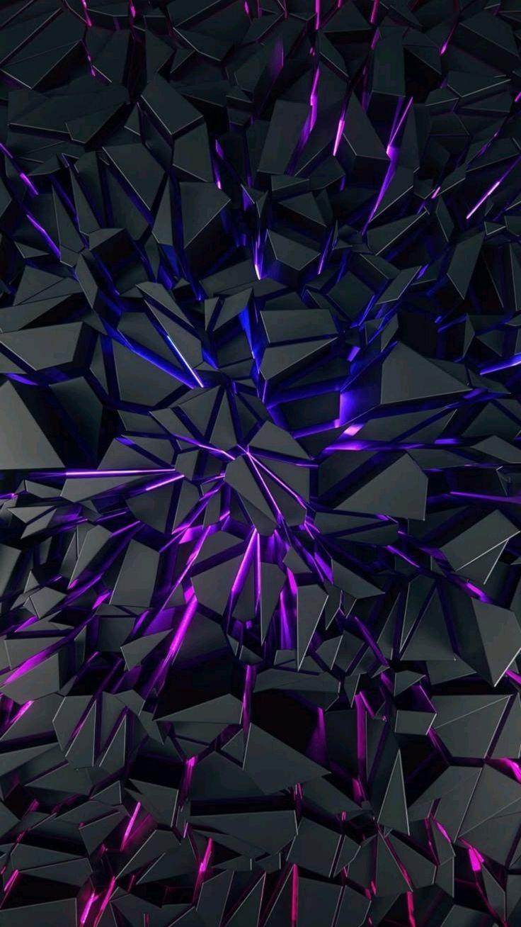 Neon Fracture Matte Black Wallpaper